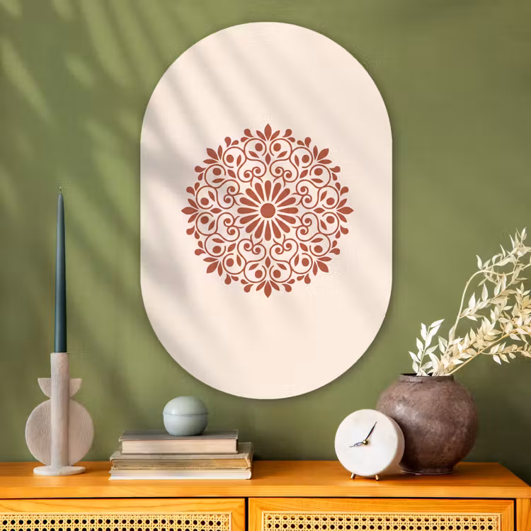 Muurovaal - Glas - Decoratie - Cirkel - Symmetrisch - Modern - Roodbruin — 2
