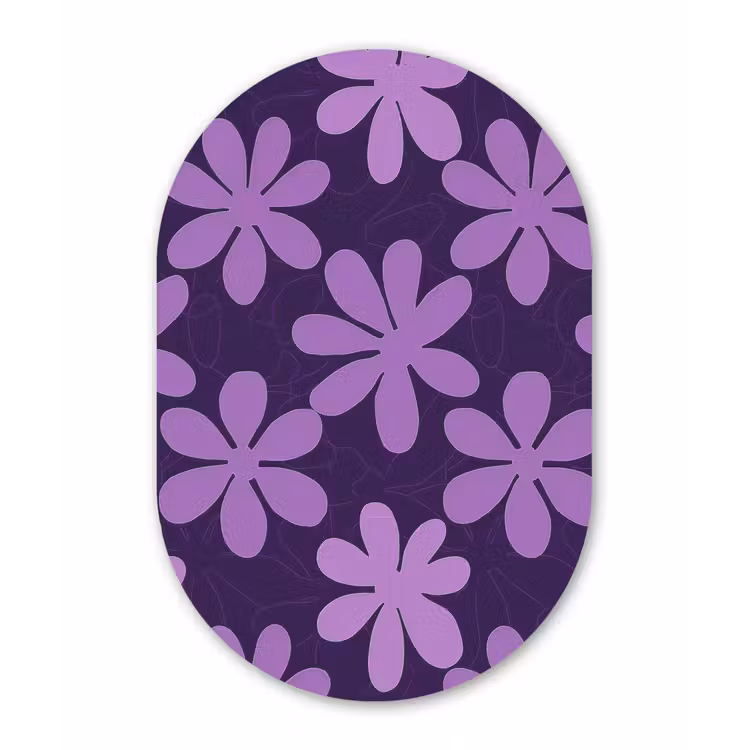 Muurovaal - Glas - Paars - Botanisch - Bloemen - Retro - Patroon — 1
