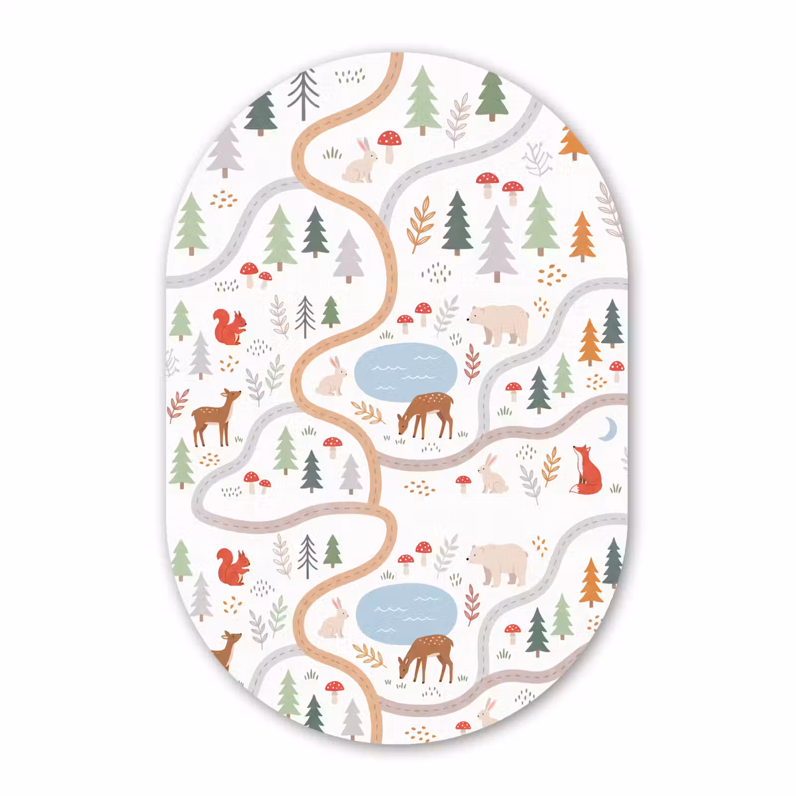 Muurovaal - Glas - Dieren - Bos - Illustratie — 1