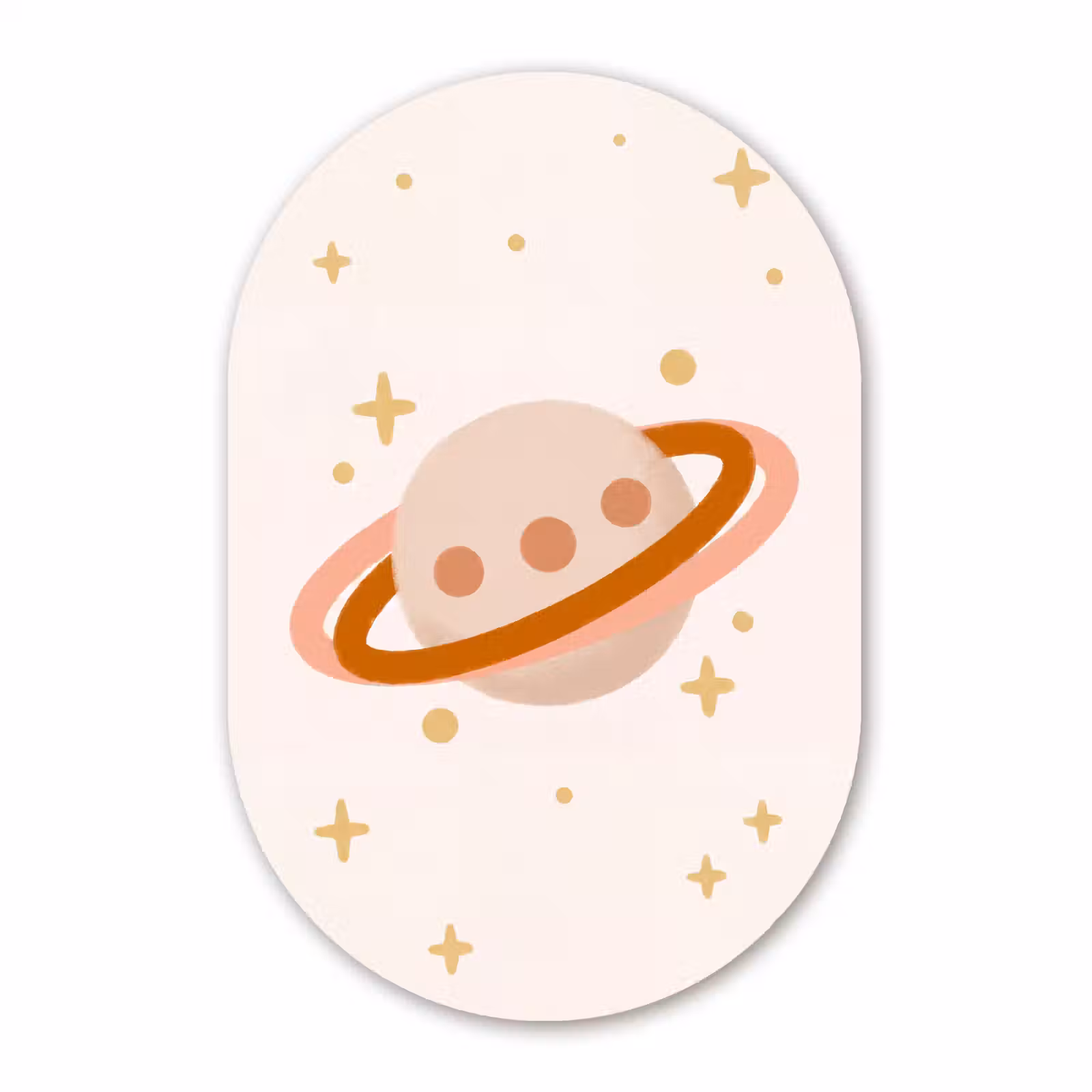 Muurovaal - Glas - Planeet - Ringen - Ruimte - Illustratie - Beige — 1