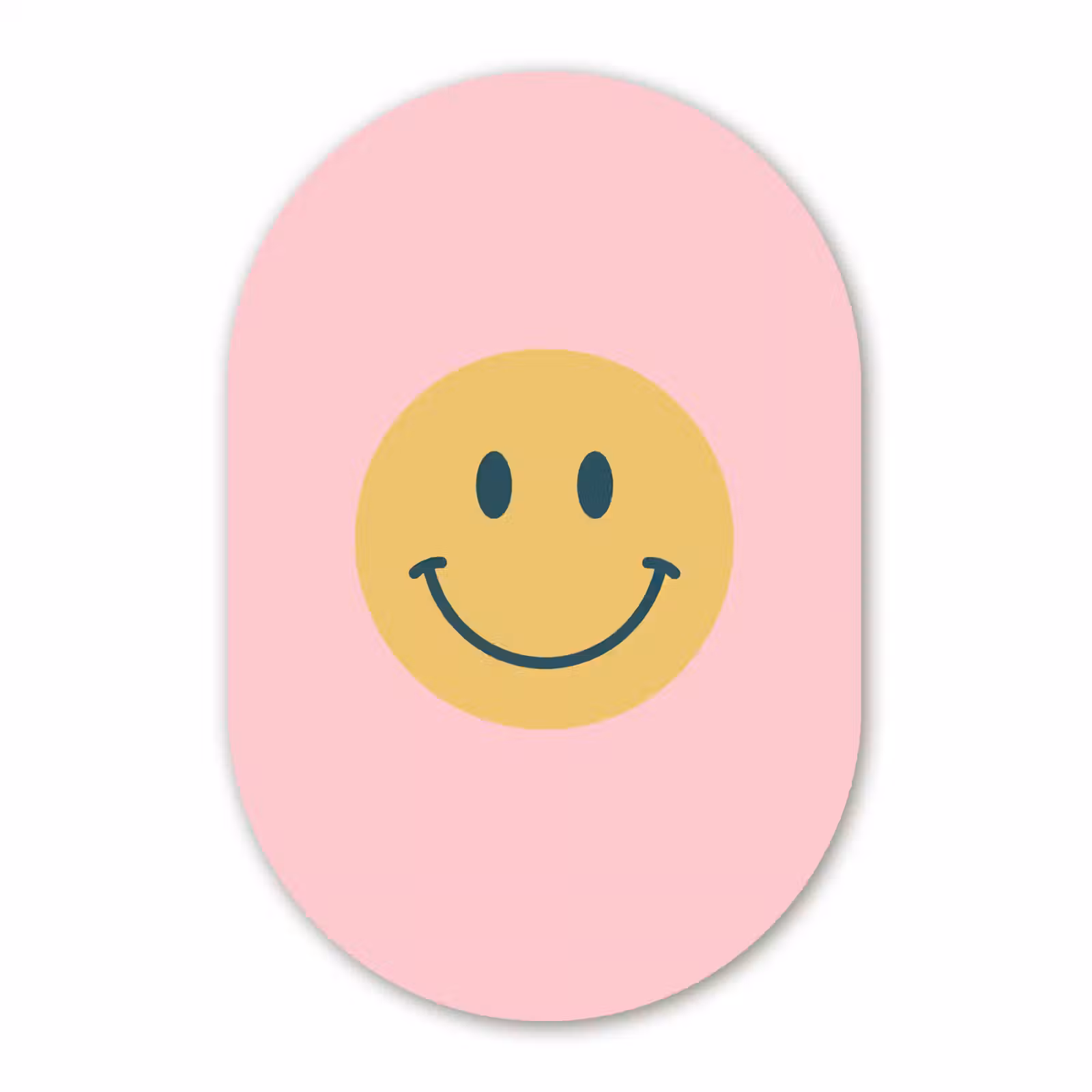 Muurovaal - Glas - Smiley - Geel - Roze - Symbool - Minimalistisch — 1