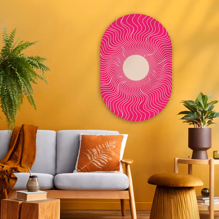 Muurovaal - Glas - Abstract - Patroon - Roze — 3