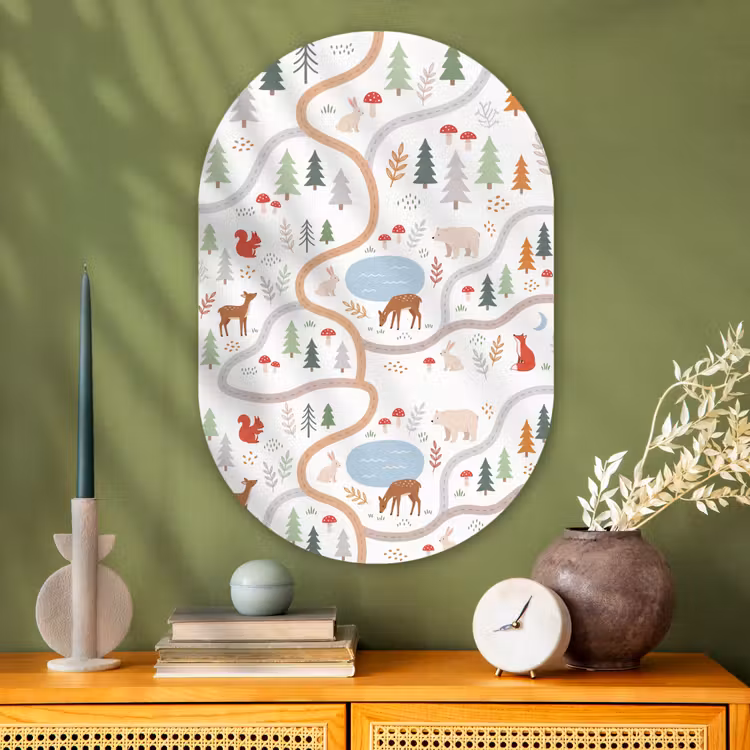 Muurovaal - Glas - Dieren - Bos - Illustratie — 2