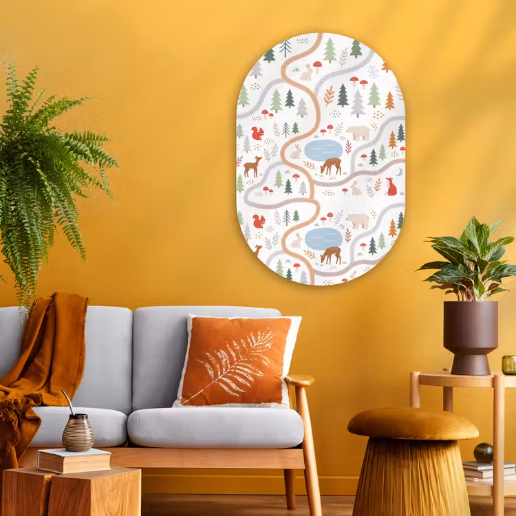Muurovaal - Glas - Dieren - Bos - Illustratie — 3