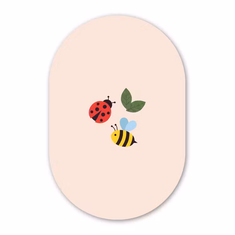 Muurovaal - Glas - Insect - Blad - Natuur - Speels - Illustratie — 1