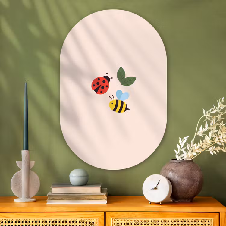 Muurovaal - Glas - Insect - Blad - Natuur - Speels - Illustratie — 2