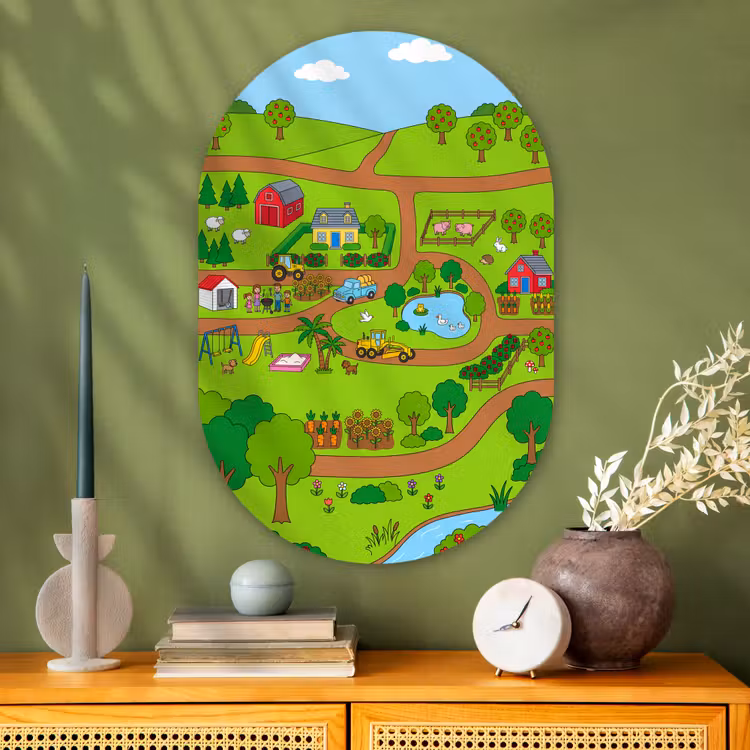 Muurovaal - Glas - Platteland - Dieren - Cartoon — 2