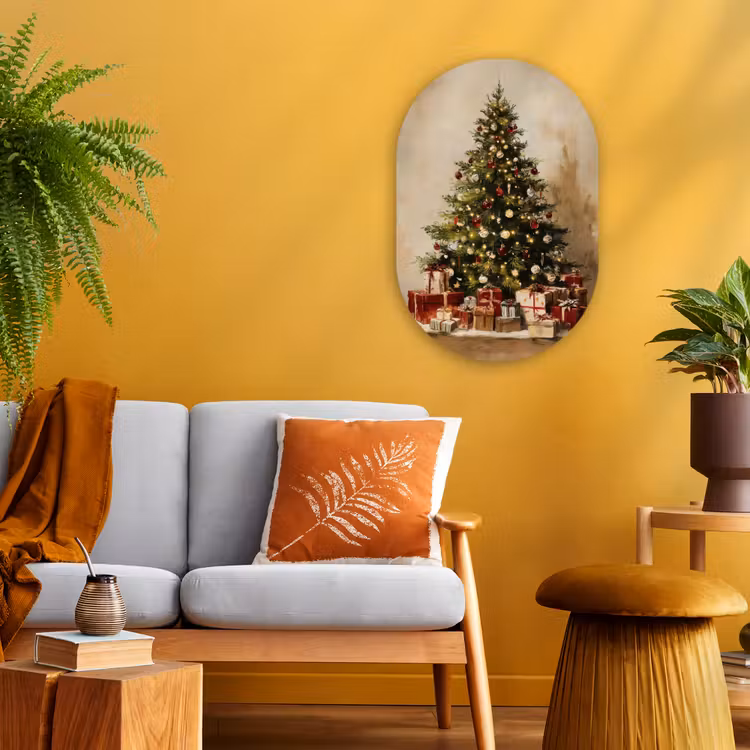 Muurovaal - Kunststof - Kerstboom - Versierd - Kleurrijk — 2