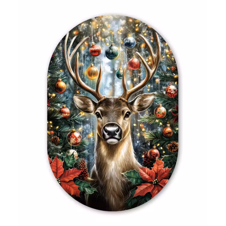 Muurovaal - Kunststof - Kerstfeest - Dennenbos - Rood — 3