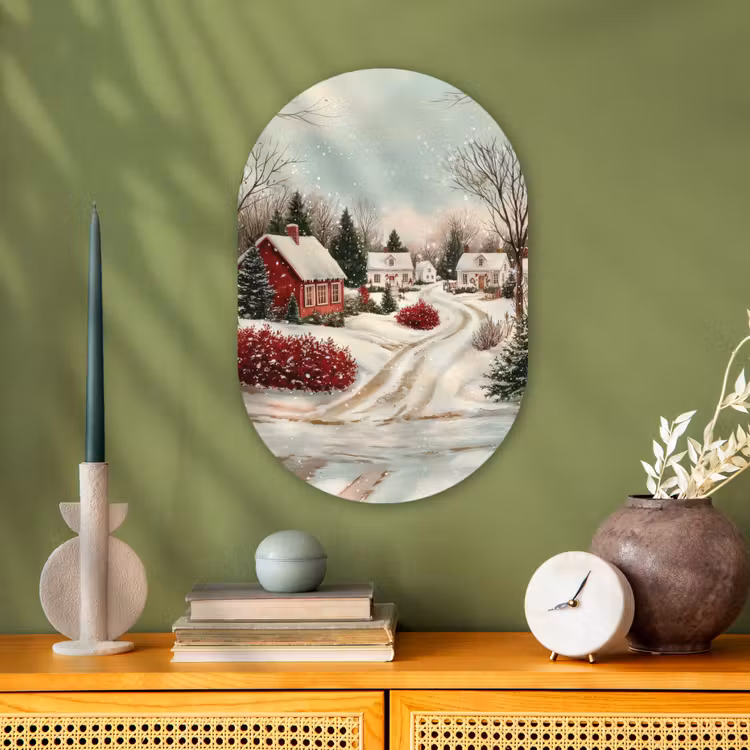 Muurovaal - Kunststof - Kerstsfeer - Landelijk - Rood — 2