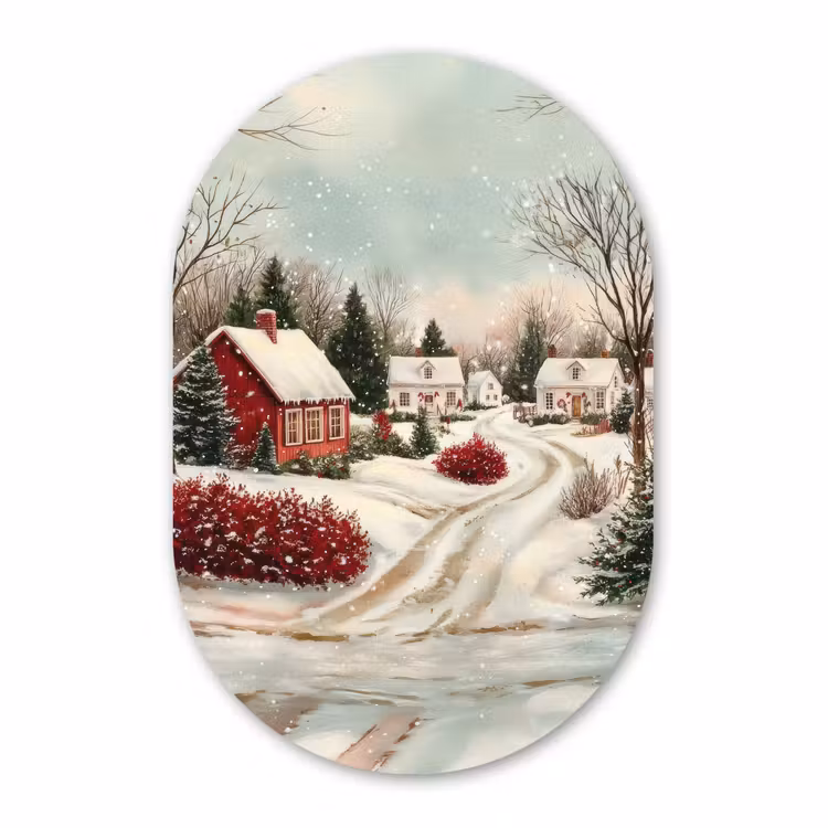 Muurovaal - Kunststof - Kerstsfeer - Landelijk - Rood — 3