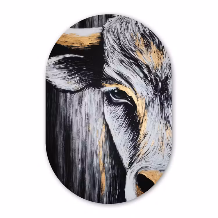 Muurovaal - Kunststof - Stier - Hoorns - Snuit - Goud — 3