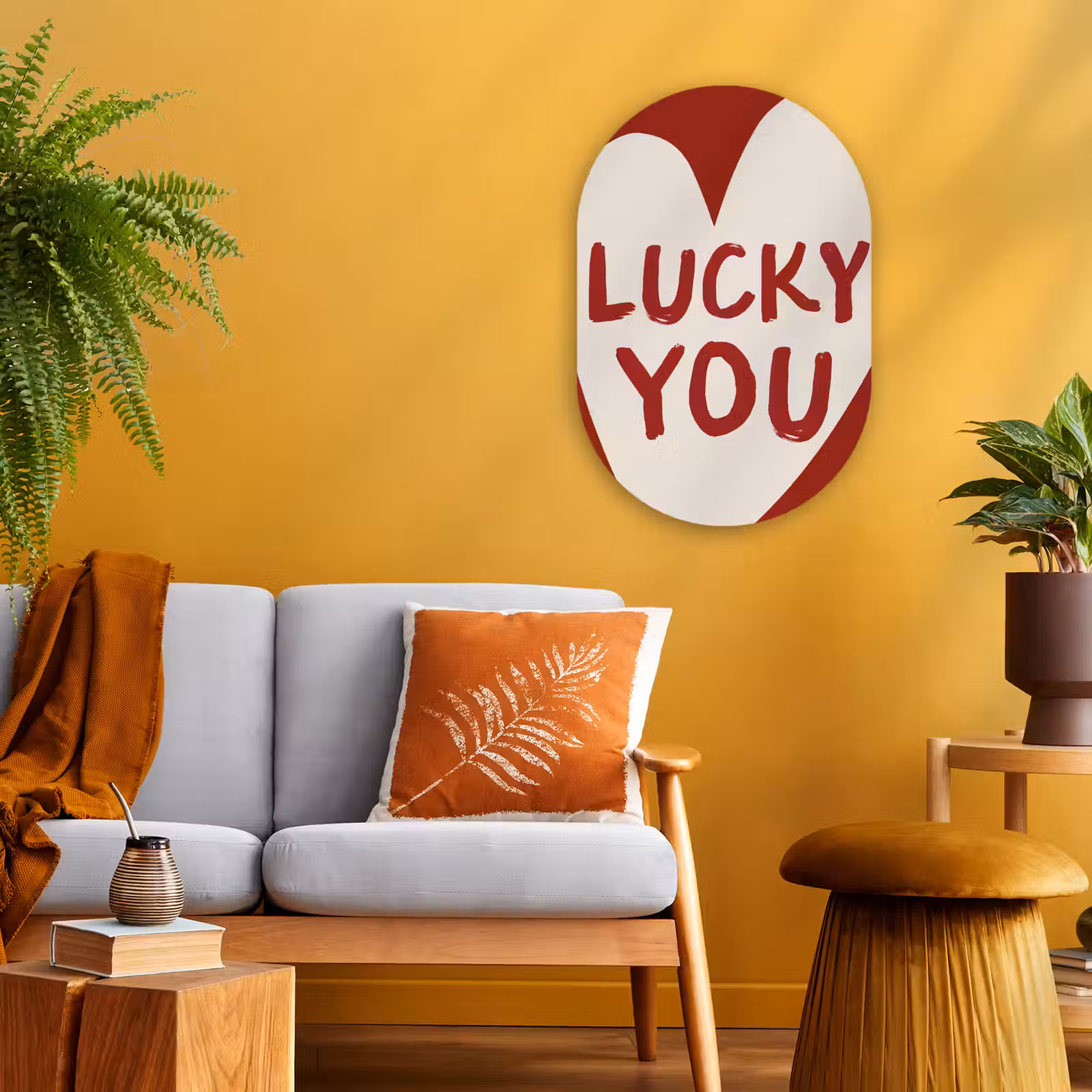 Muurovaal - Kunststof - Lucky - Hart - Rood — 1