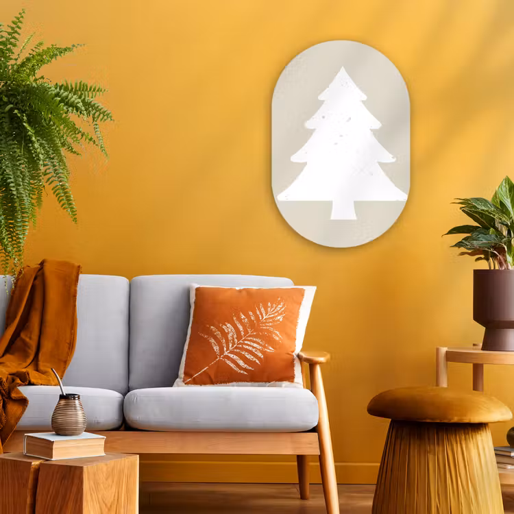 Muurovaal - Kunststof - Japandi - Kerstboom - Beige - Kerstversiering — 2
