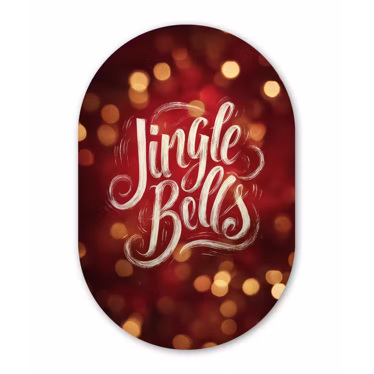Muurovaal - Kunststof - Jingle - Bells - Kerst - Rood — 1