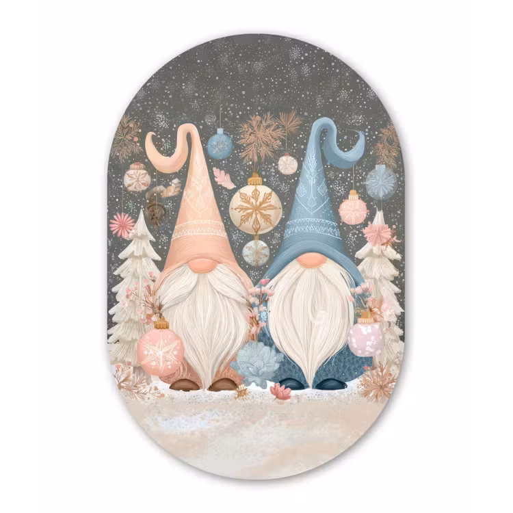 Muurovaal - Kunststof - Kerst - Gnomen - Pastel — 2