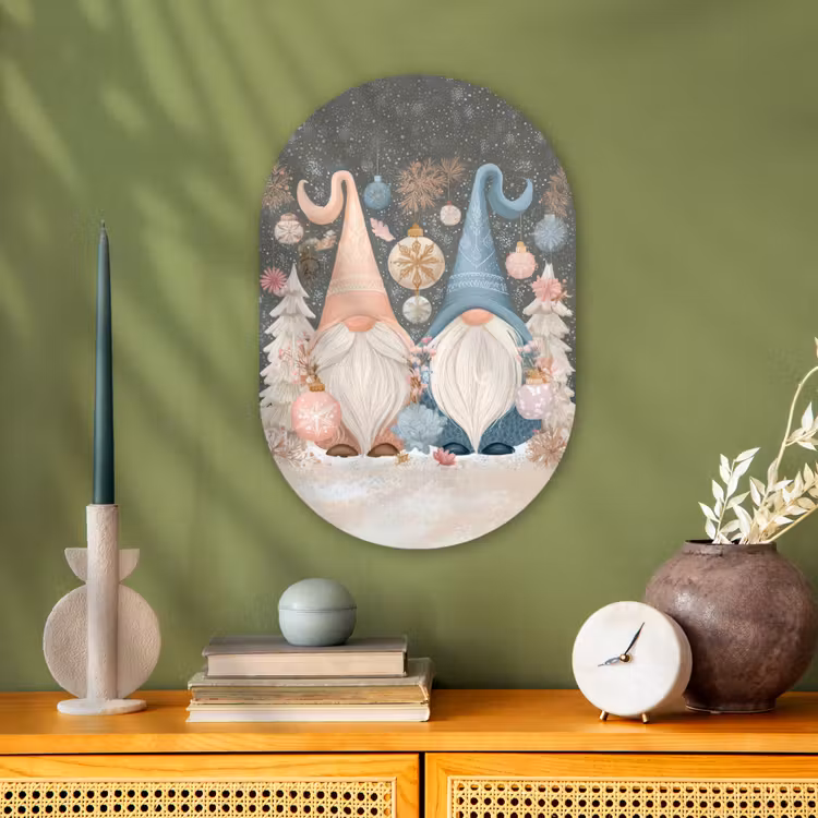 Muurovaal - Kunststof - Kerst - Gnomen - Pastel — 3