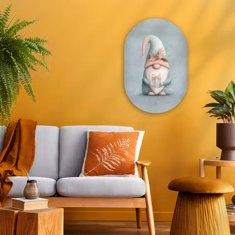 Muurovaal - Kunststof - Kerstgnome - Cadeau - Groen — 3