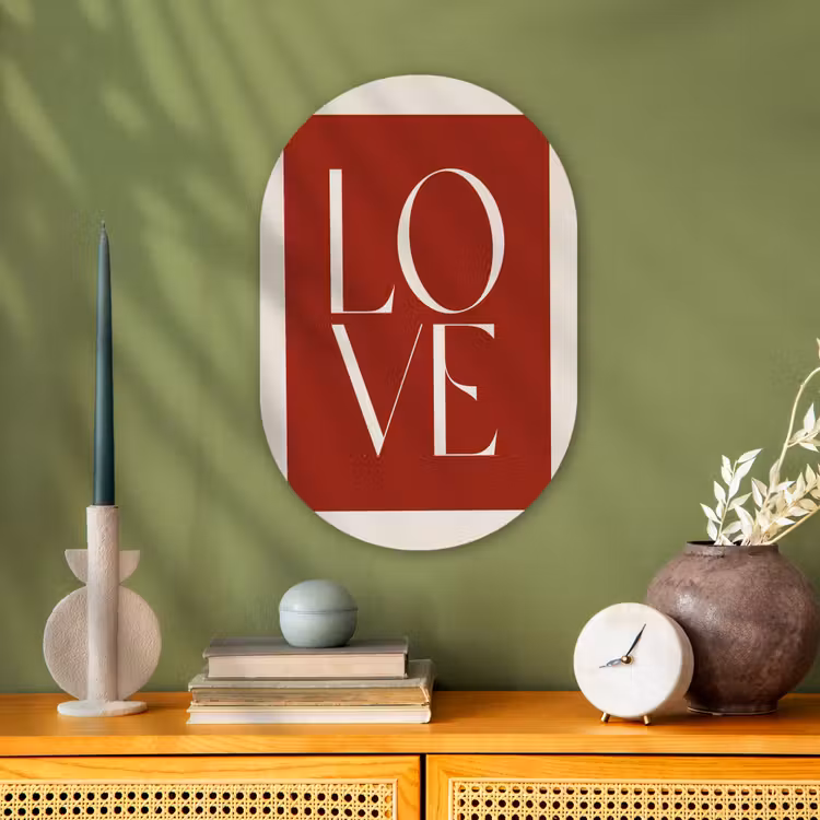 Muurovaal - Kunststof - Love - Rood - Minimalistisch — 1