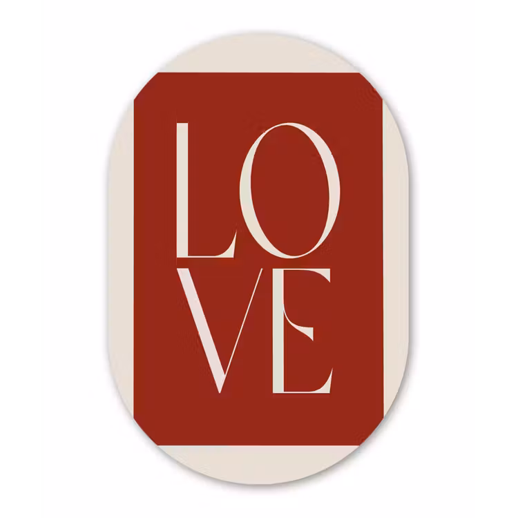 Muurovaal - Kunststof - Love - Rood - Minimalistisch — 2