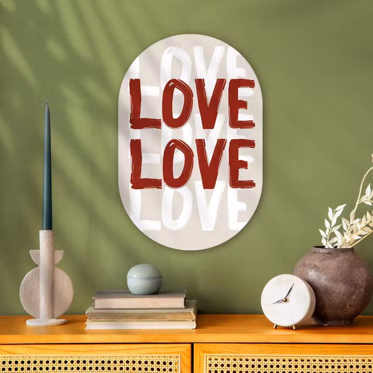 Muurovaal - Kunststof - Love - Rood - Tekst — 1