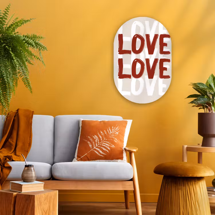Muurovaal - Kunststof - Love - Rood - Tekst — 3