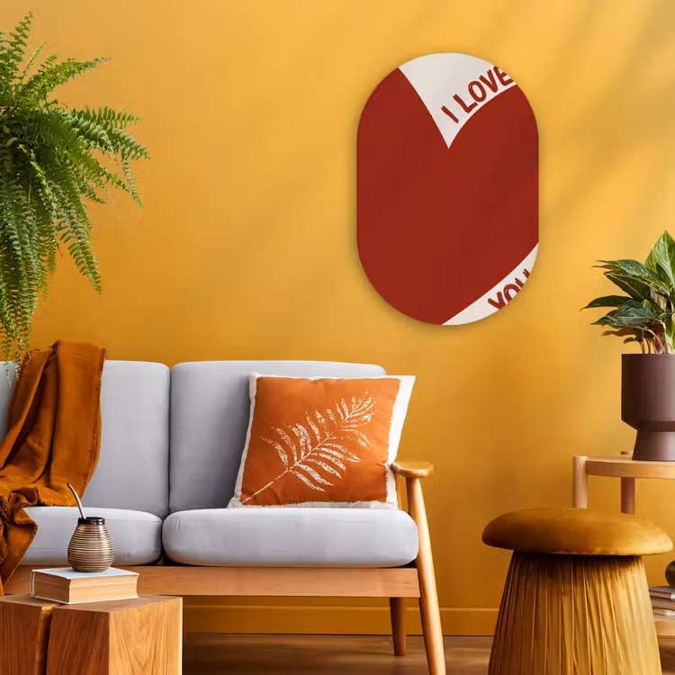 Muurovaal - Kunststof - Loveyou - Rood - Hart — 2