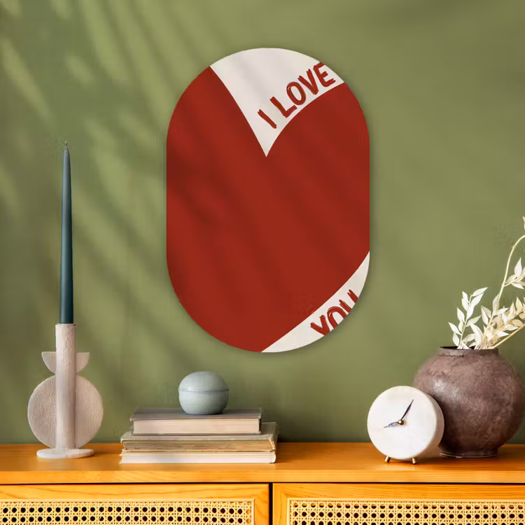 Muurovaal - Kunststof - Loveyou - Rood - Hart — 3