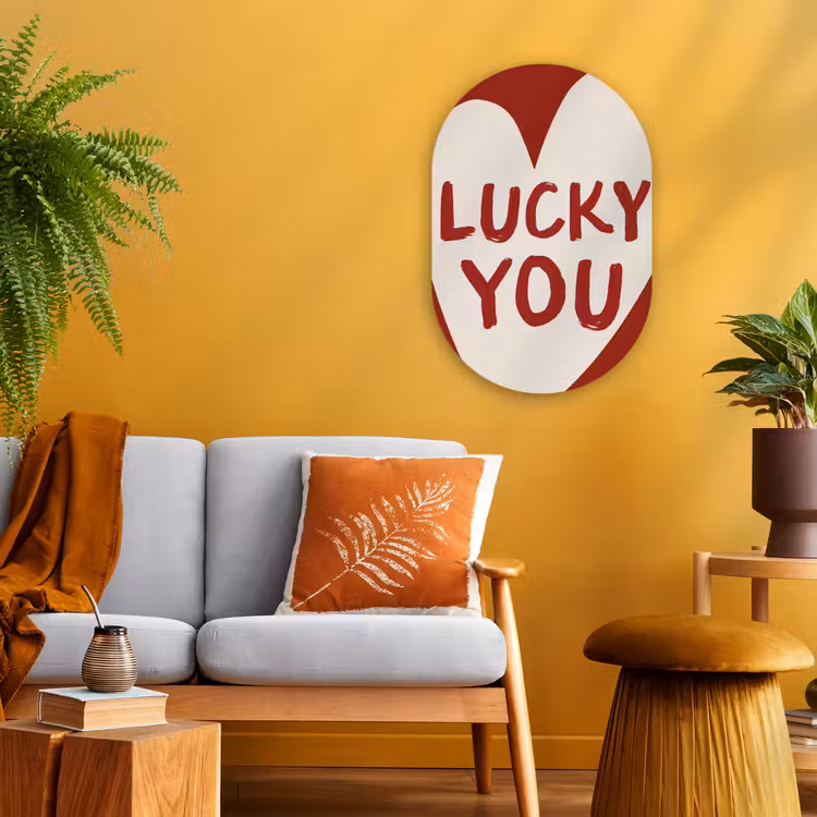 Muurovaal - Kunststof - Lucky - Hart - Rood — 1