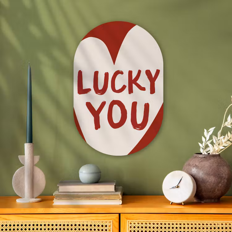 Muurovaal - Kunststof - Lucky - Hart - Rood — 3