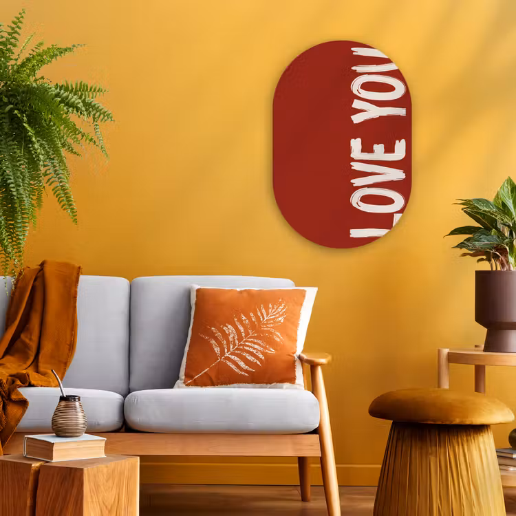 Muurovaal - Kunststof - Schuin - Loveyou - Rood — 2