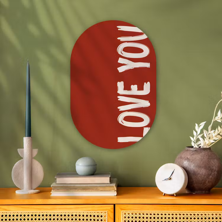 Muurovaal - Kunststof - Schuin - Loveyou - Rood — 3