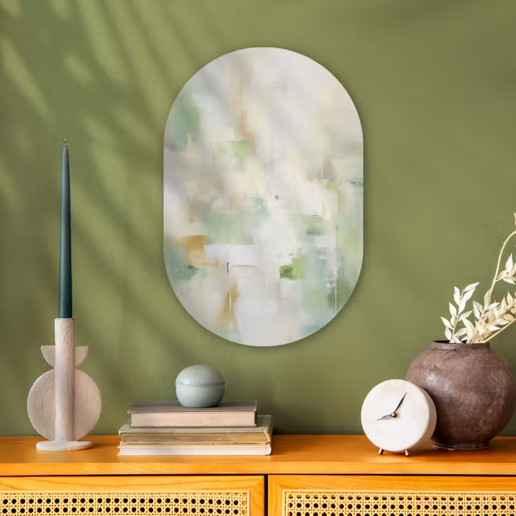 Muurovaal - Kunststof - Abstract - Kunst - Wit - Groen - Modern — 2
