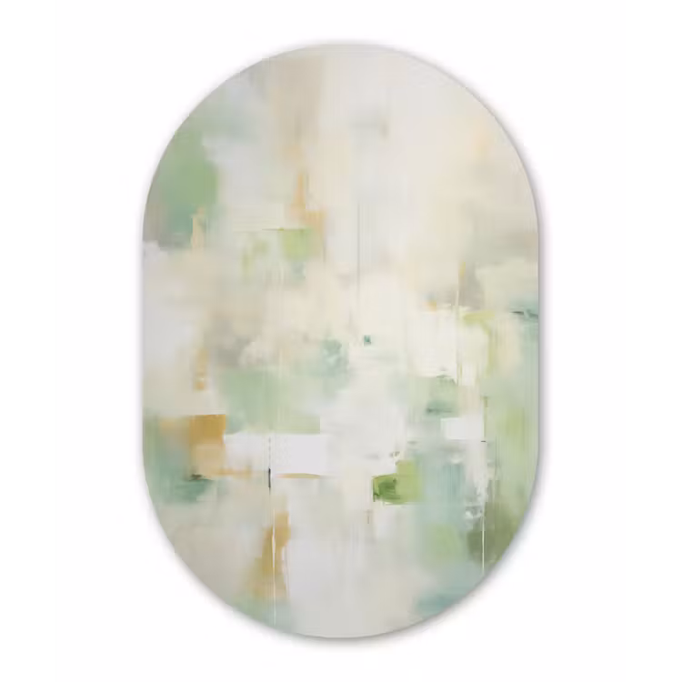 Muurovaal - Kunststof - Abstract - Kunst - Wit - Groen - Modern — 3