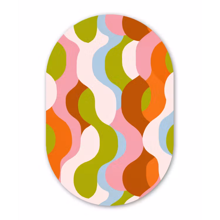 Muurovaal - Kunststof - Abstract - Vormen - Roze — 2