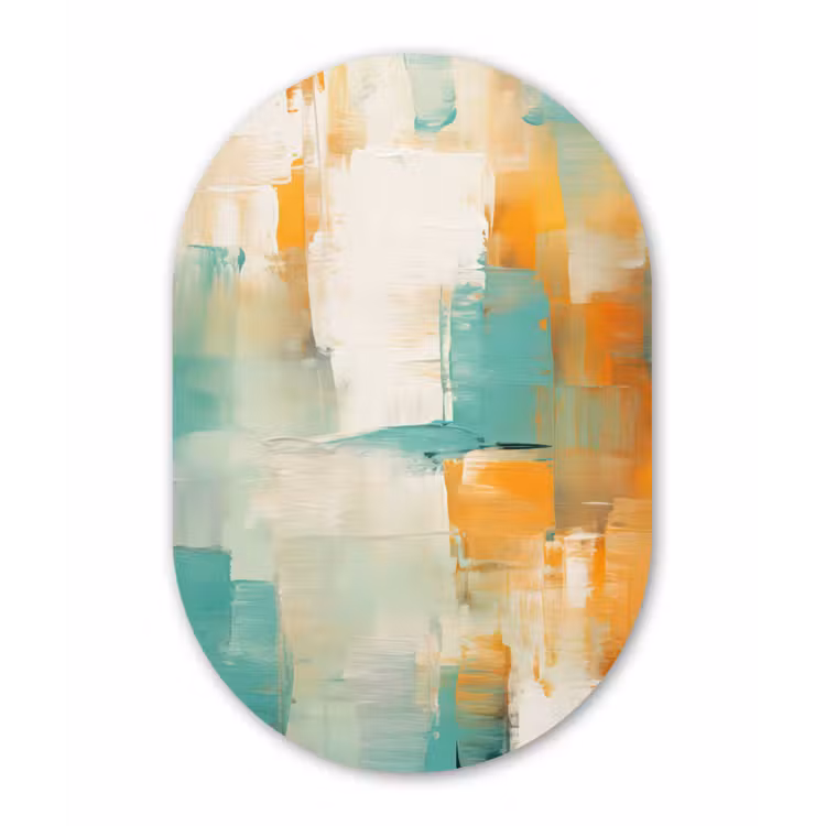 Muurovaal - Kunststof - Kunst - Abstract - Blauw - Wit — 2