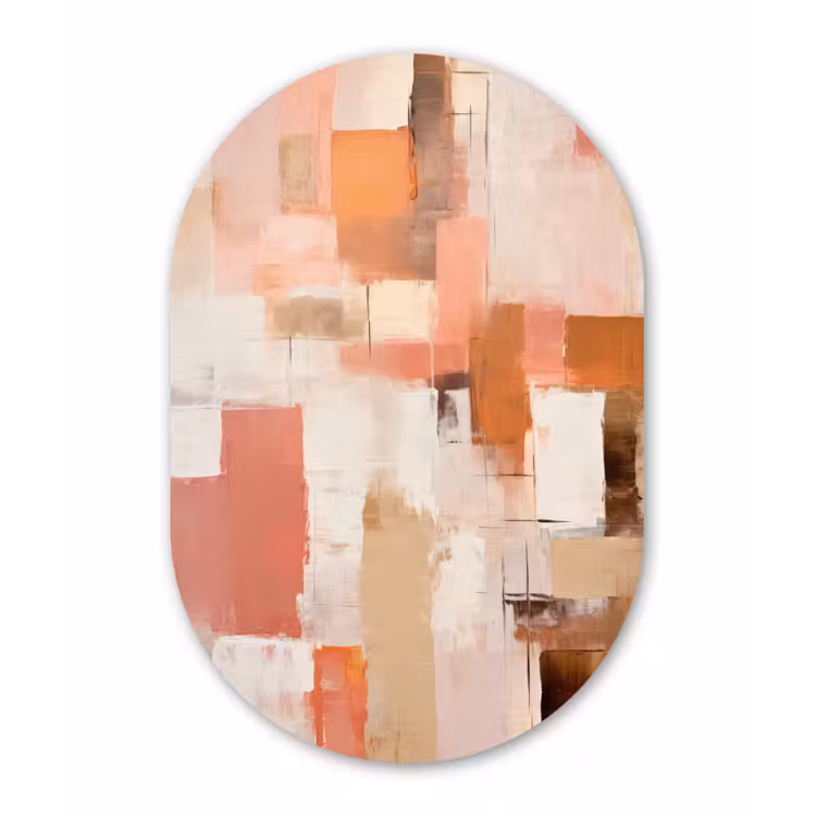 Muurovaal - Kunststof - Kunst - Roze - Abstract — 2