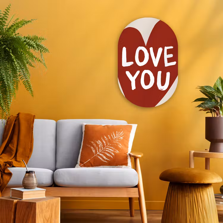 Muurovaal - Kunststof - Loveyou - Hart - Rood — 3
