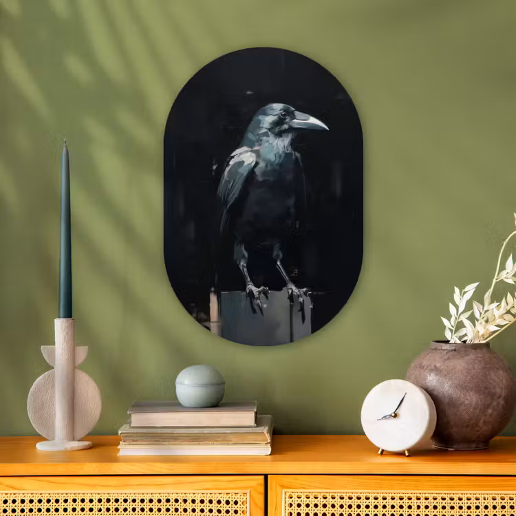 Muurovaal - Kunststof - Raaf - Vogels - Zwart — 2
