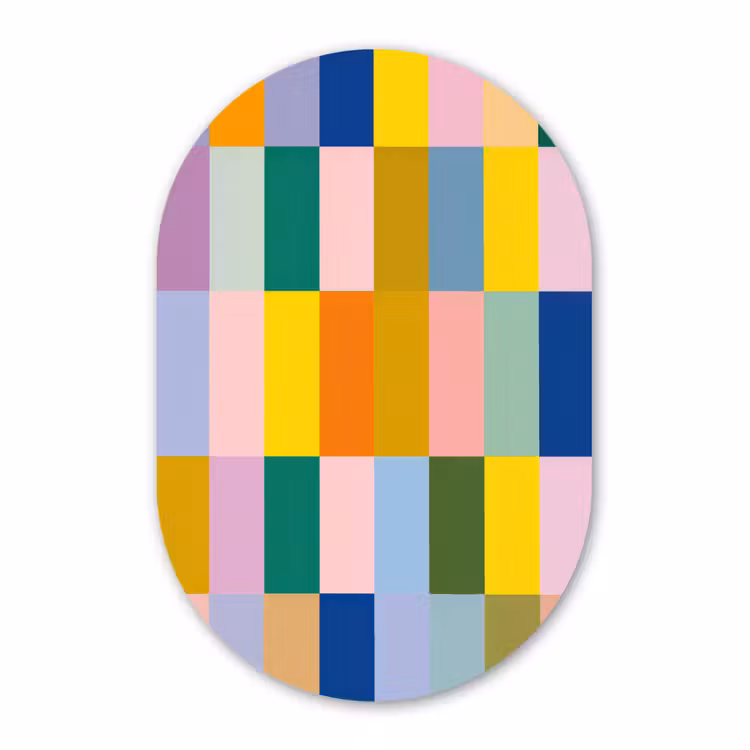 Muurovaal - Kunststof - Stroken - Blauw - Patroon - Abstract — 3