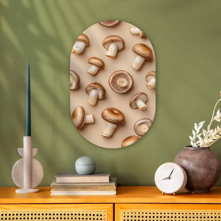 Muurovaal - Kunststof - Kastanje Champignons - Beige — 3