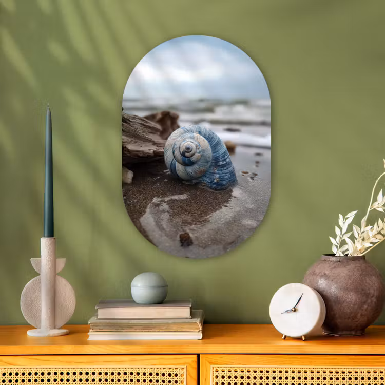 Muurovaal - Kunststof - Schelp - Strand - Blauw - Zee — 1
