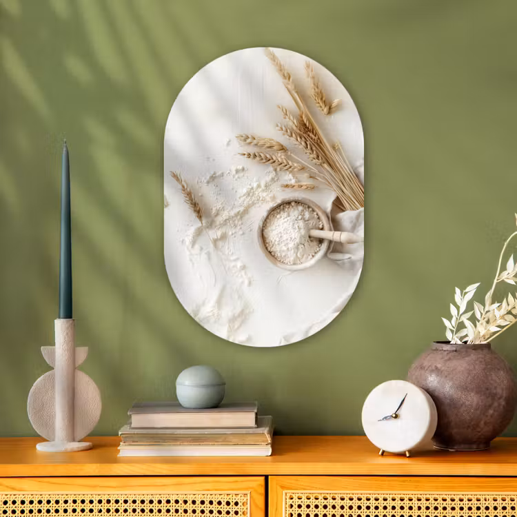 Muurovaal - Kunststof - Bloem - Hout - Tarwe — 3