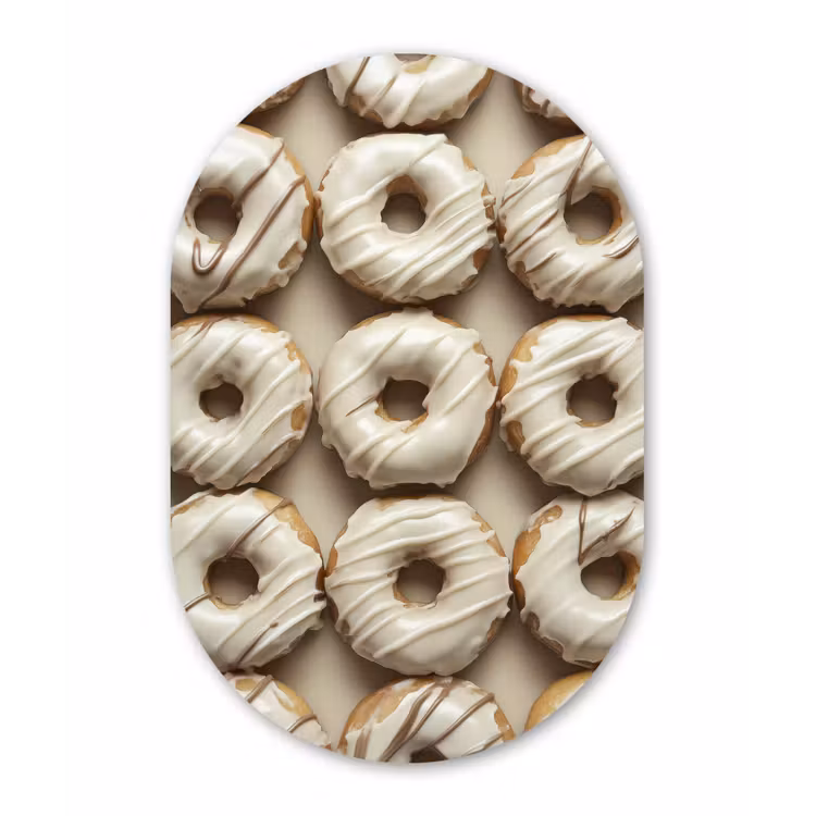 Muurovaal - Kunststof - Donuts - Chocolade - Wit - Beige — 2