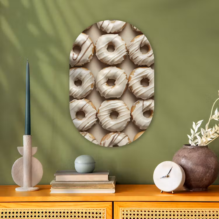 Muurovaal - Kunststof - Donuts - Chocolade - Wit - Beige — 3