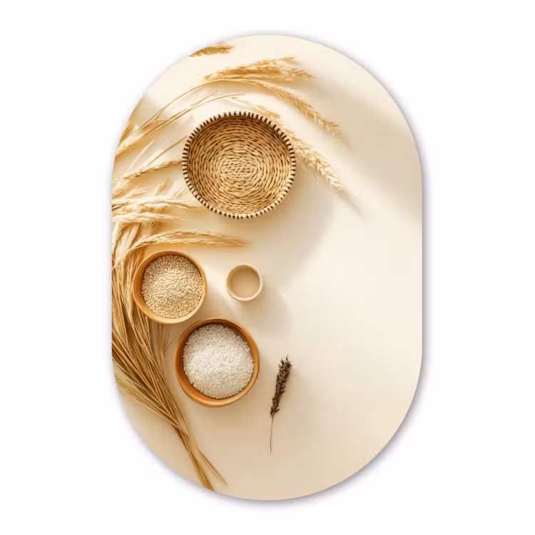 Muurovaal - Kunststof - Granen - Hout - Kom - Beige — 3
