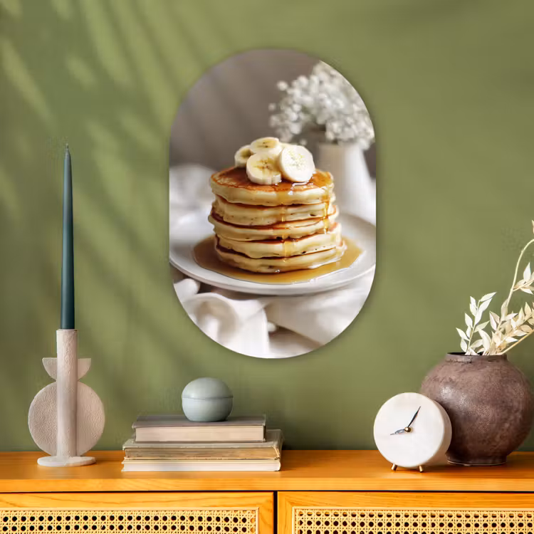 Muurovaal - Kunststof - Pannenkoeken - Banaan - Siroop - Wit - Beige — 3