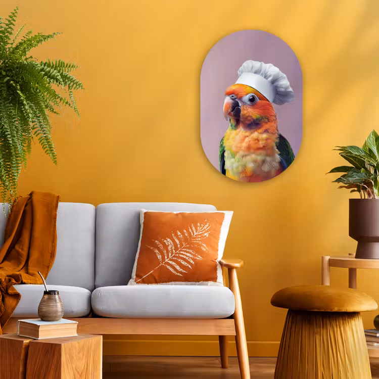Muurovaal - Kunststof - Papegaai - Koksmuts - Nieuwsgierig - Vogel — 1