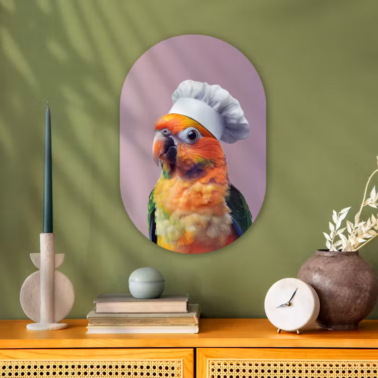 Muurovaal - Kunststof - Papegaai - Koksmuts - Nieuwsgierig - Vogel — 2