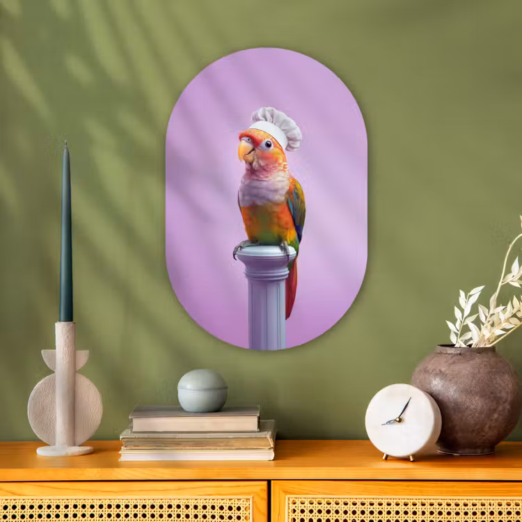 Muurovaal - Kunststof - Papegaai - Koksmuts - Pilaar - Vogel — 3